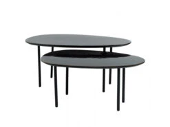 Set Van 2 Bijzettafels OXIL - Black Wood Zwart