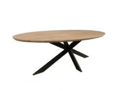 Tafel OWEN - Naturel Eiken/zwart Metaal Hout